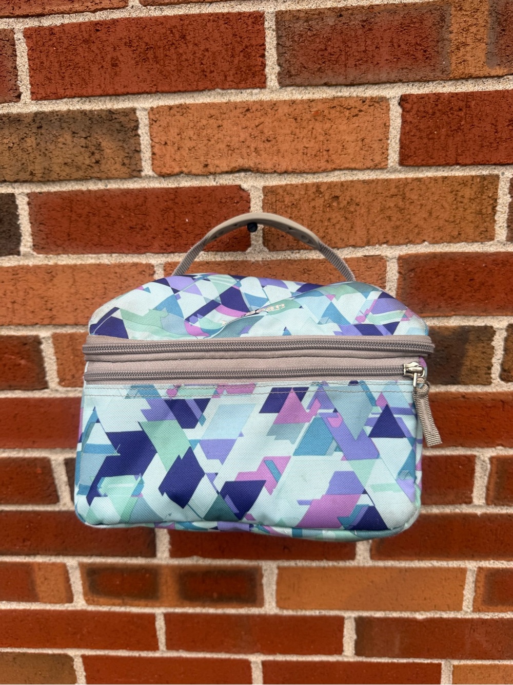 L.L.Bean Insulated Lunch Box Cooler Bag Geometric Print Blue Purple Item 502872